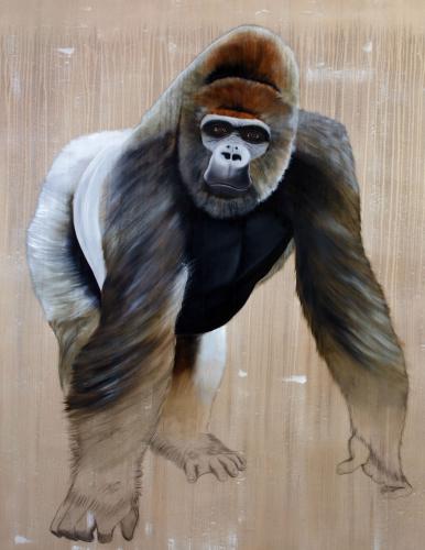  gorilla ape silverback threatened endangered extinction 動物画 Thierry Bisch Contemporary painter animals painting art decoration nature biodiversity conservation